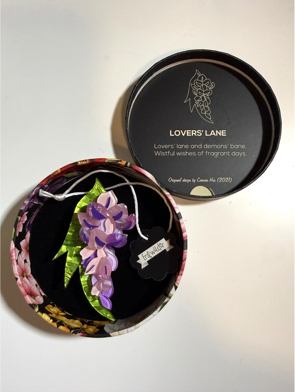Lovers' Lane Brooch - Erstwilder A Floral Affair Purple Wisteria Flower Vine Pin